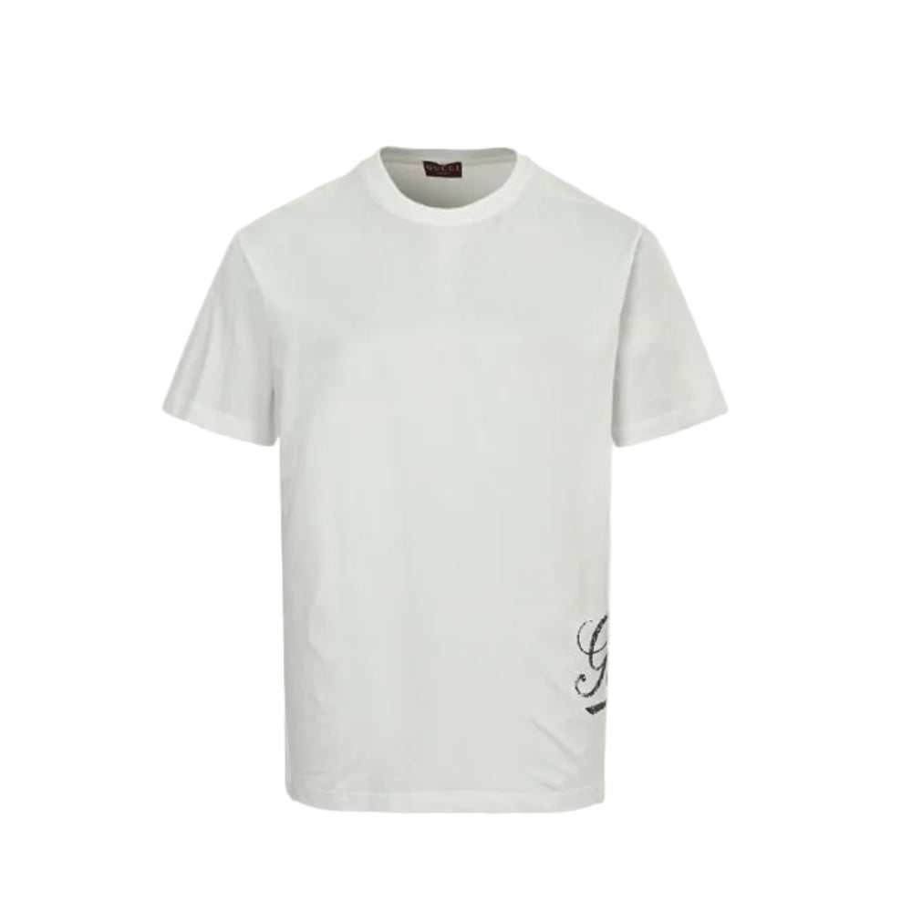 Gucci Ivory Script Hem Graphic Tee