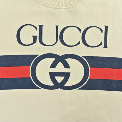 Gucci Off-White Web Stripe GG Circle Wordmark Crewneck Sweatshirt