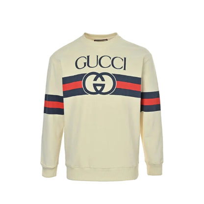 Gucci Off-White Web Stripe GG Circle Wordmark Crewneck Sweatshirt