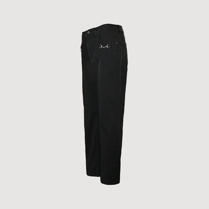 Gucci Black Straight Denim Pants with Horsebit Detail