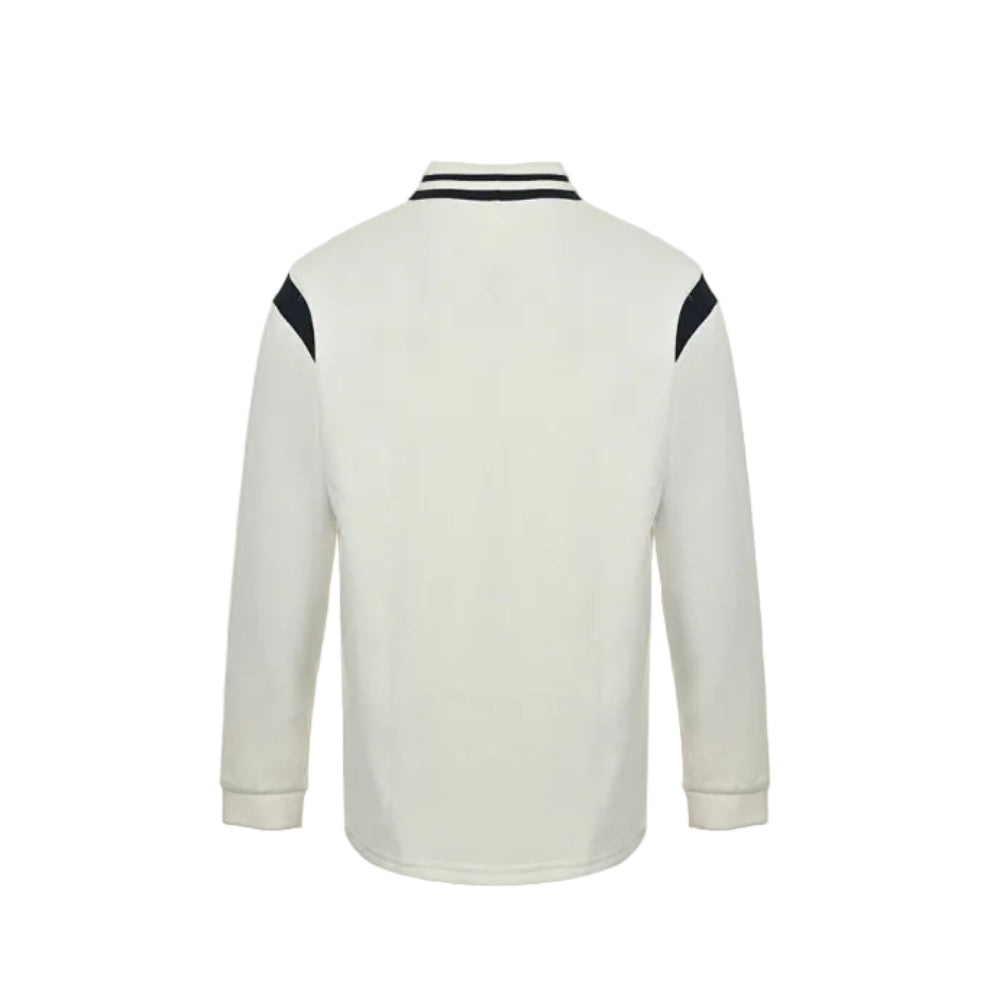 Gucci Ivory Long-Sleeve Polo with Collegiate Crest Graphic and Contrast Shoulder