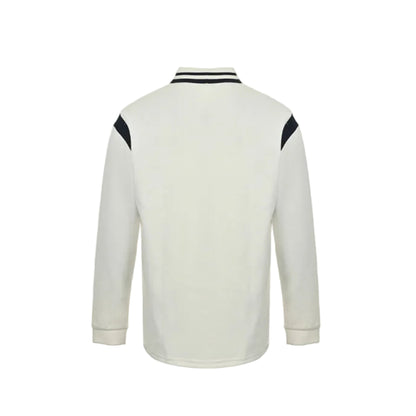 Gucci Ivory Long-Sleeve Polo with Collegiate Crest Graphic and Contrast Shoulder