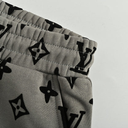 Louis Vuitton Monogram Print Wide-Leg Sweatpants — Grey x Black