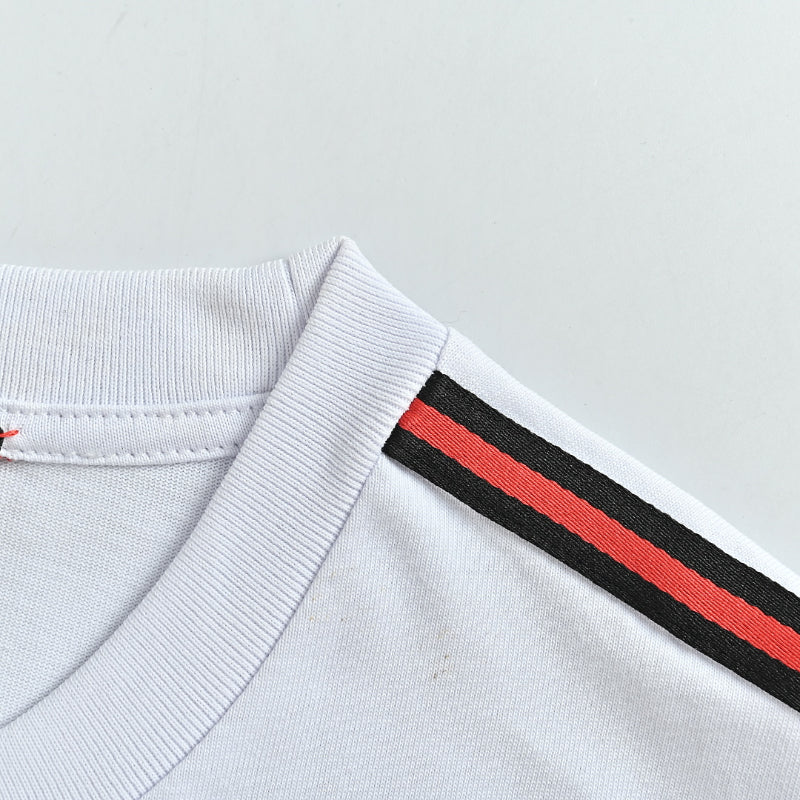 Gucci White Red-Black Shoulder-Stripe Tee