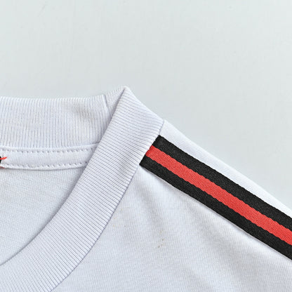 Gucci White Red-Black Shoulder-Stripe Tee