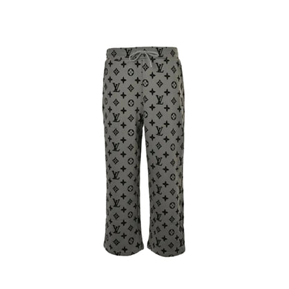 Louis Vuitton Monogram Print Wide-Leg Sweatpants — Grey x Black