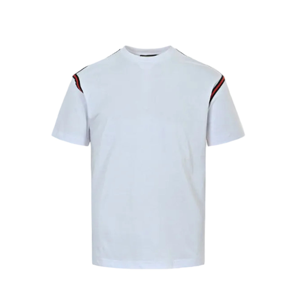 Gucci White Red-Black Shoulder-Stripe Tee