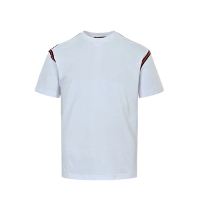 Gucci White Red-Black Shoulder-Stripe Tee