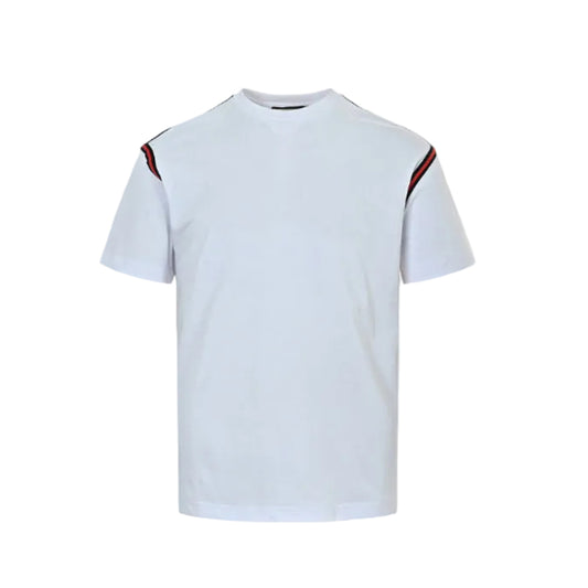 Gucci White Red-Black Shoulder-Stripe Tee