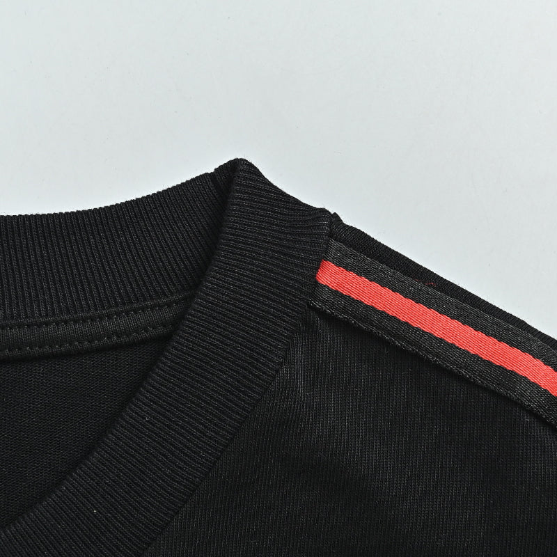 Gucci Black Red Shoulder-Stripe Knit Tee