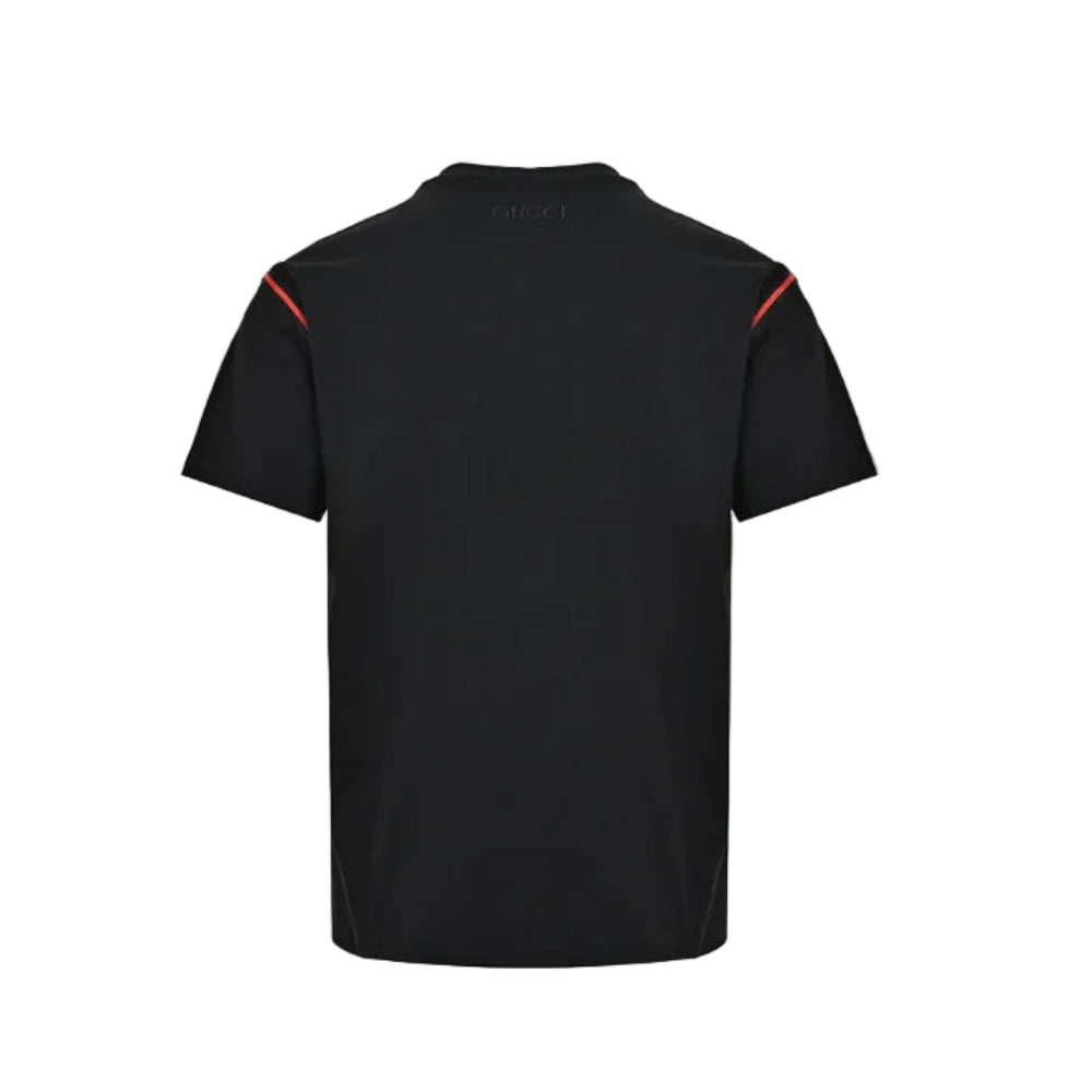 Gucci Black Red Shoulder-Stripe Knit Tee