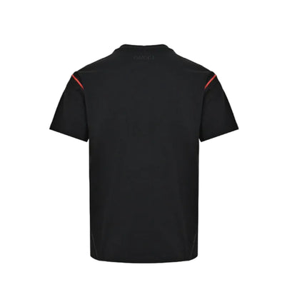 Gucci Black Red Shoulder-Stripe Knit Tee