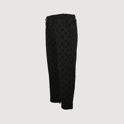 Louis Vuitton Tonal Monogram Jacquard Wide-Leg Sweatpants — Black