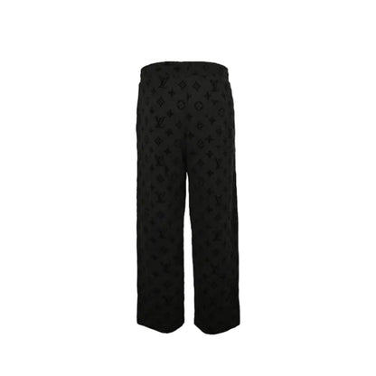 Louis Vuitton Tonal Monogram Jacquard Wide-Leg Sweatpants — Black
