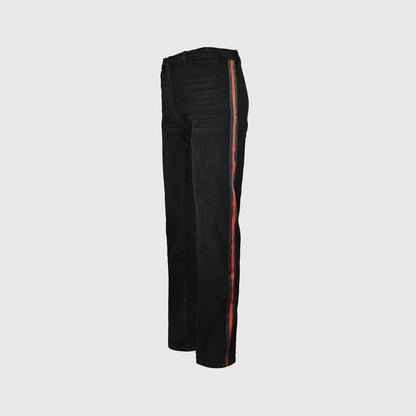 Gucci Black Side-Stripe Straight Denim Pants