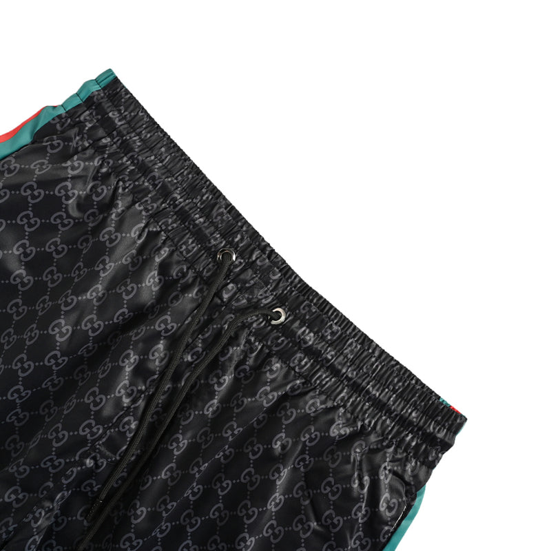Gucci All-Over Dual-Letter Jacquard Swim Shorts – Black / Side Stripe