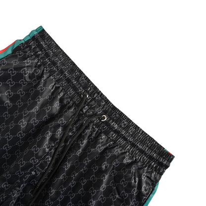Gucci All-Over Dual-Letter Jacquard Swim Shorts – Black / Side Stripe