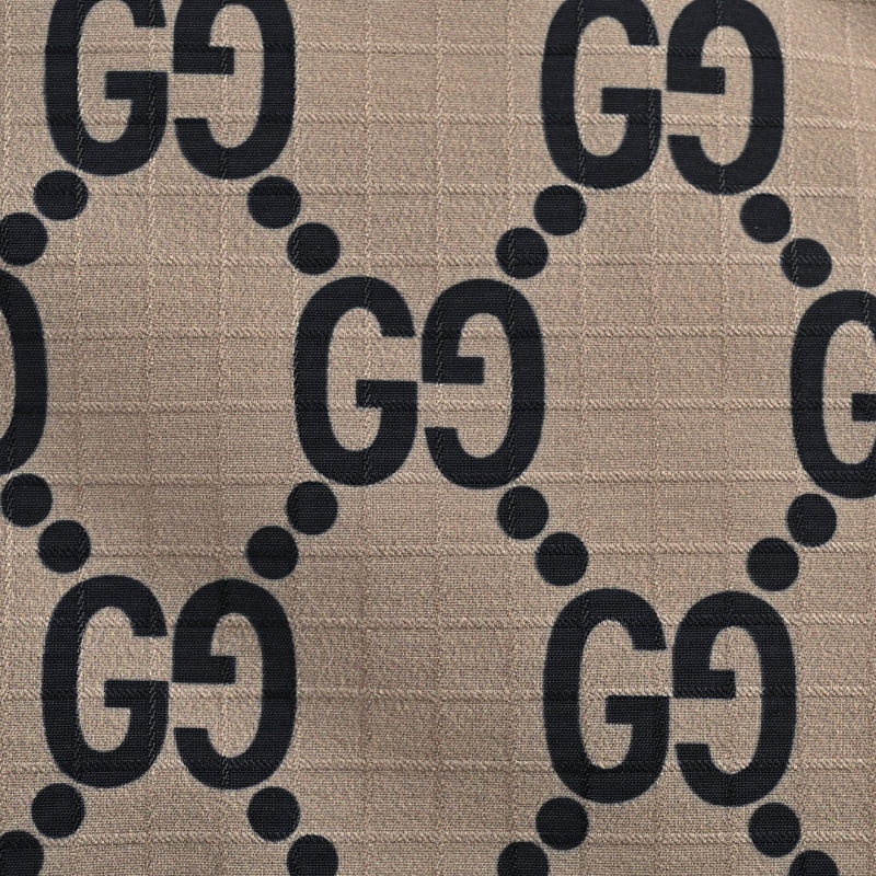 Gucci Beige GG Monogram Jacquard Black Colorblock Full-Zip Hooded Windbreaker Jacket