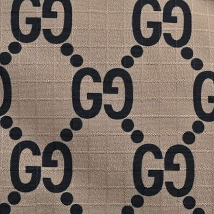 Gucci Beige GG Monogram Jacquard Black Colorblock Full-Zip Hooded Windbreaker Jacket