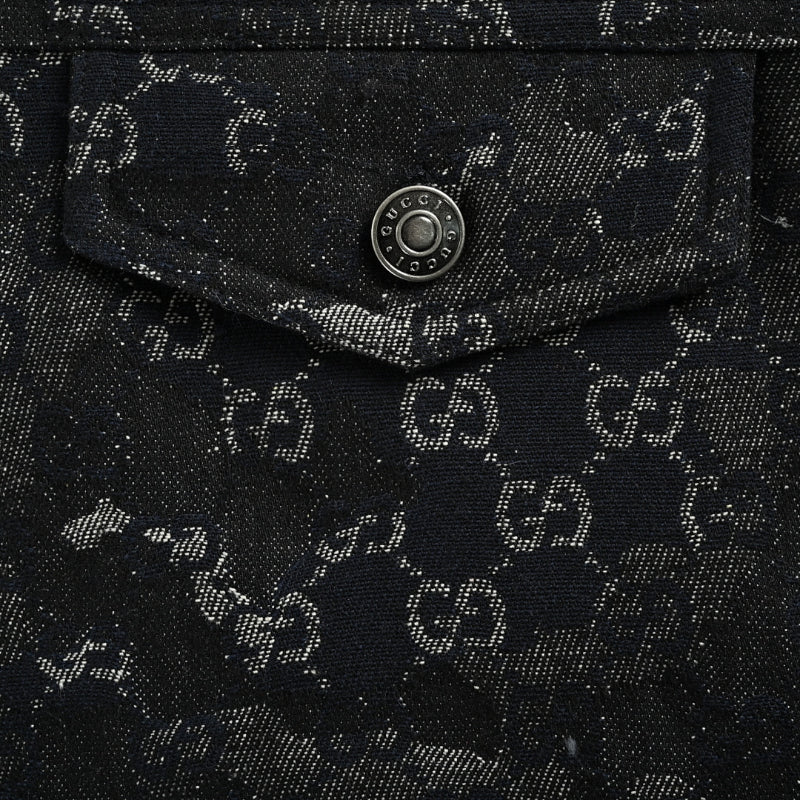 Gucci Black GG Monogram Camo Floral Jacquard Full-Zip Hooded Field Jacket