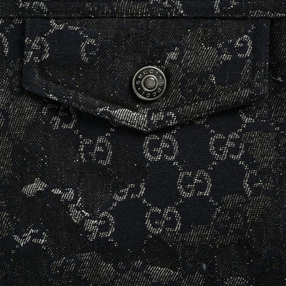 Gucci Black GG Monogram Camo Floral Jacquard Full-Zip Hooded Field Jacket