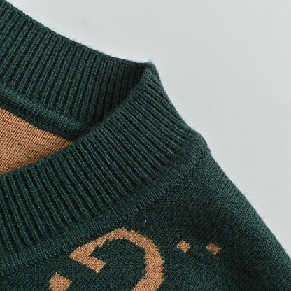 Gucci Forest Green All-Over Monogram Jacquard Crewneck Knit Sweater