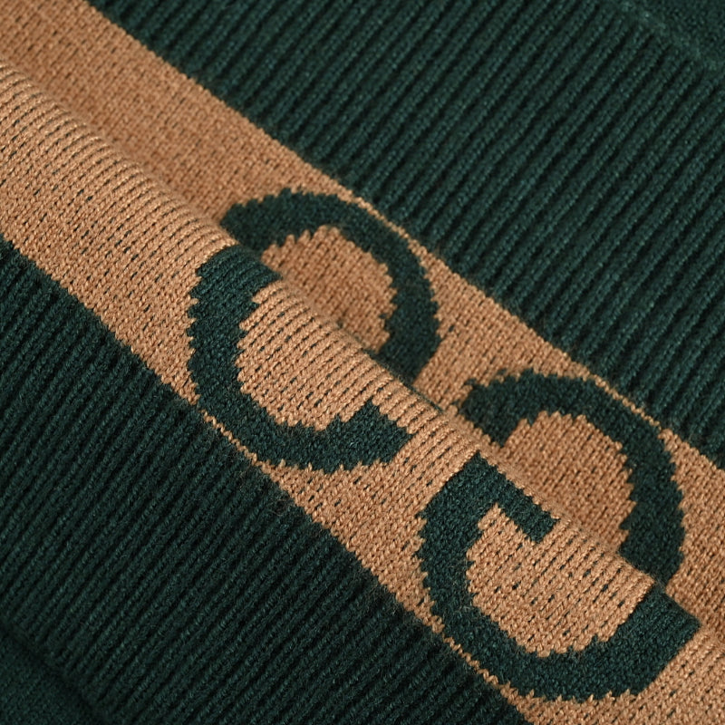 Gucci Forest Green All-Over Monogram Jacquard Crewneck Knit Sweater