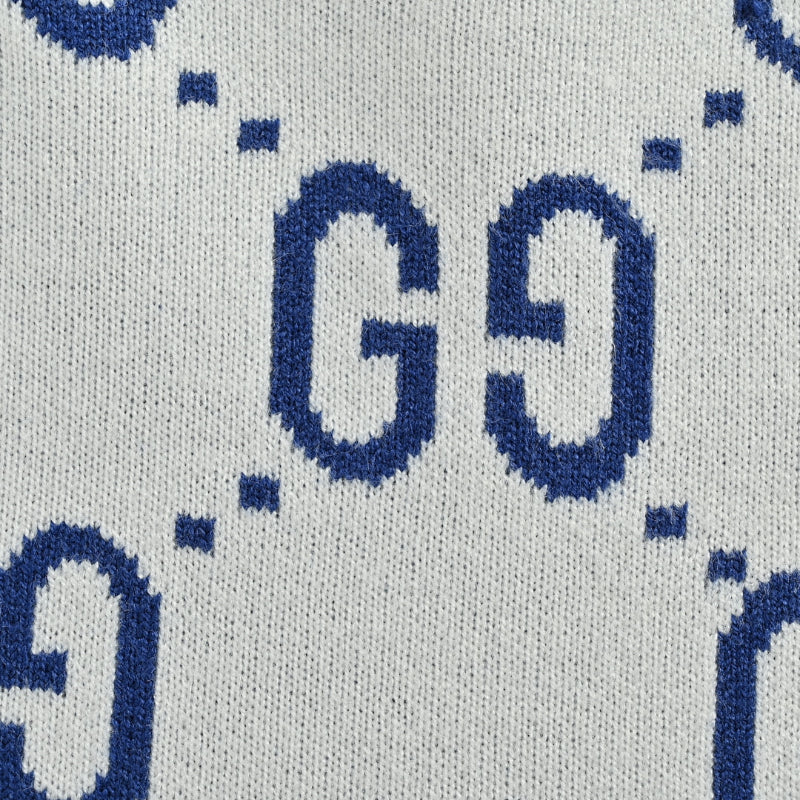Gucci Ivory All-Over Monogram Jacquard Crewneck Knit Sweater