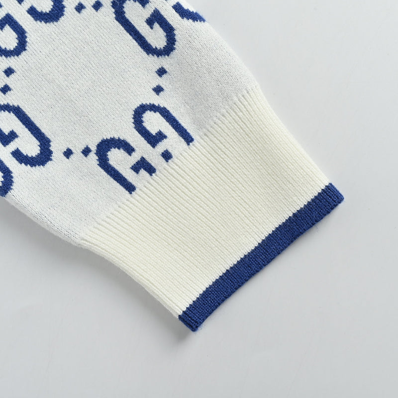 Gucci Ivory All-Over Monogram Jacquard Crewneck Knit Sweater