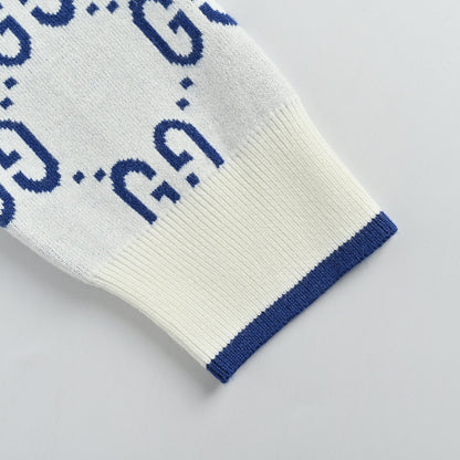 Gucci Ivory All-Over Monogram Jacquard Crewneck Knit Sweater