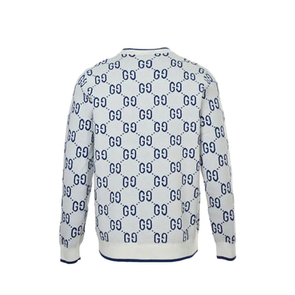 Gucci Ivory All-Over Monogram Jacquard Crewneck Knit Sweater
