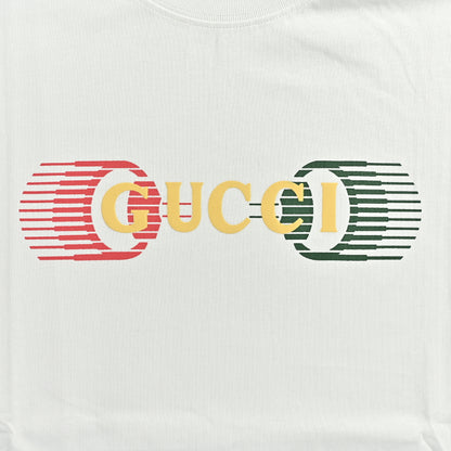 Gucci White Neon Halo Wordmark Graphic Tee