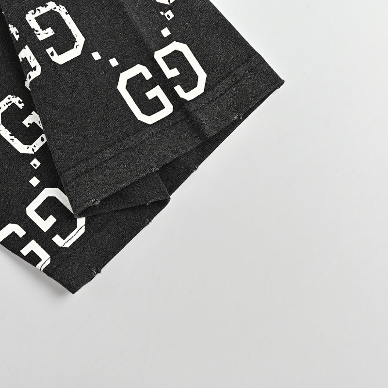 Gucci Black Half-Body GG Monogram Graphic Tee