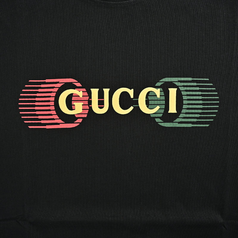 Gucci Black Neon Halo Wordmark Graphic Tee