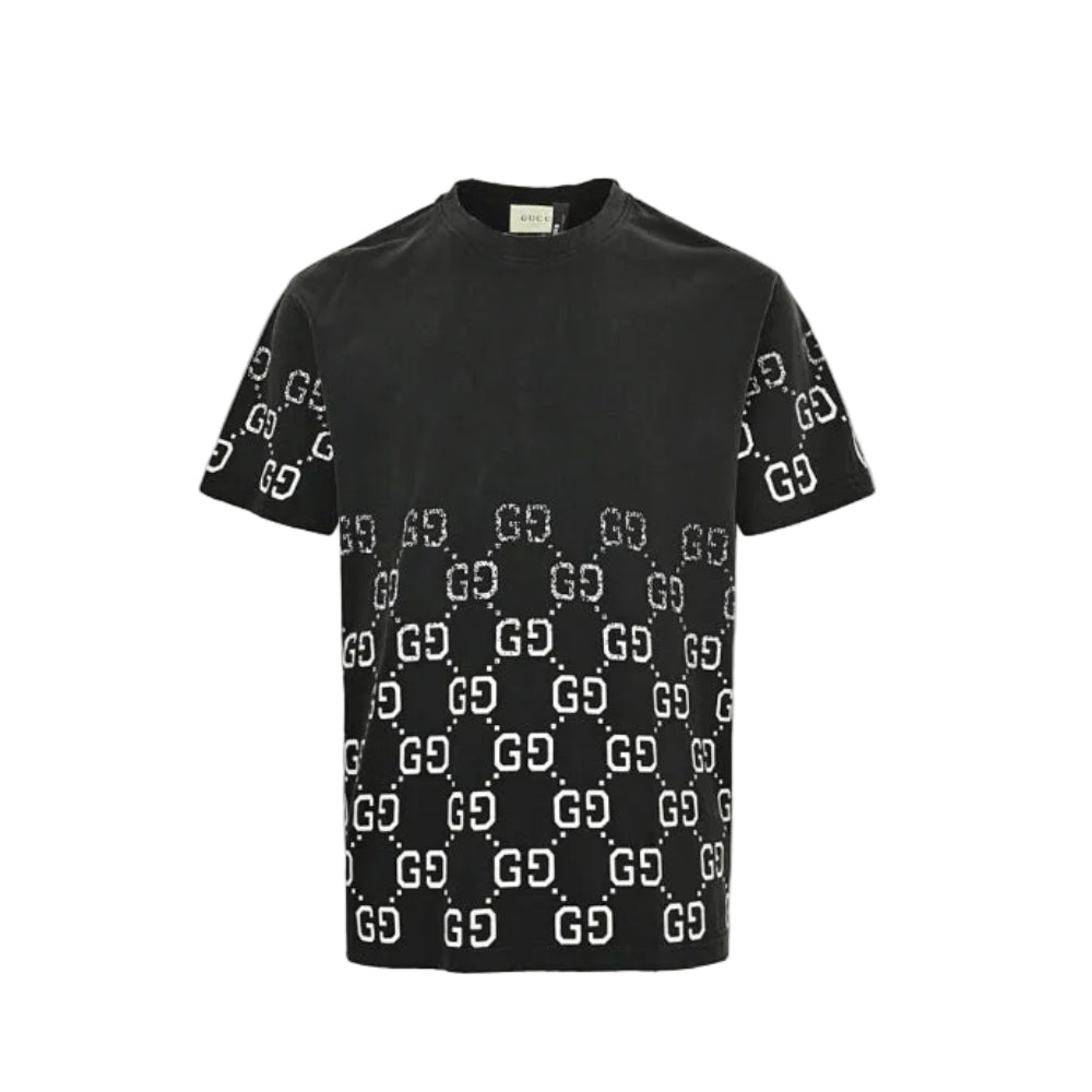 Gucci Black Half-Body GG Monogram Graphic Tee
