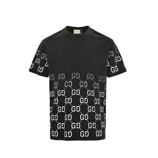 Gucci Black Half-Body GG Monogram Graphic Tee