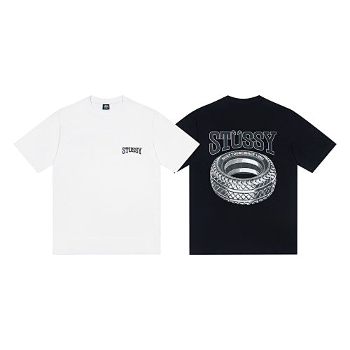 Stussy Tyre Logo Print Crew Neck Short Sleeve T-Shirt
