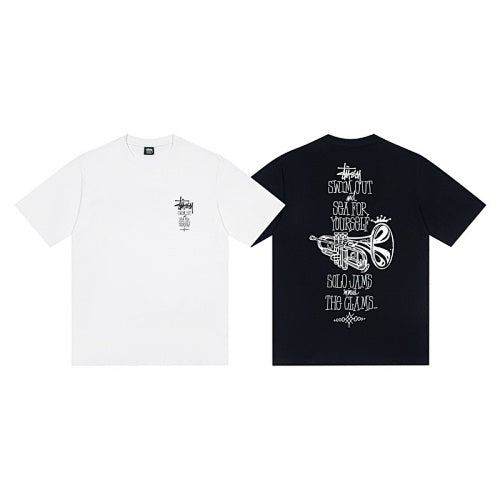Stussy Swim Out Trumpet Graphic Back Print Crew Neck Short Sleeve T-Shirt