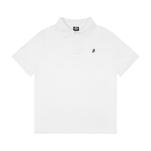 Stussy Swirl S Logo Embroidered Solid Colour Pique Polo Shirt