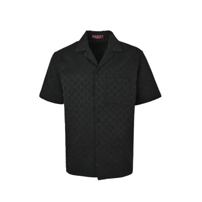 Gucci Black Tonal Double-G Jacquard Camp Collar Shirt