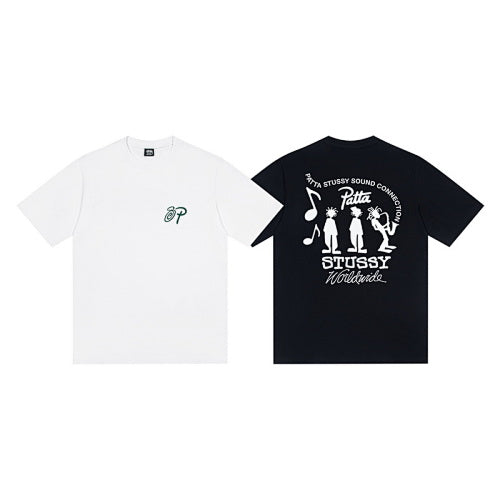 Stussy x Patta Back Lettering Print Crew Neck Short Sleeve T-Shirt