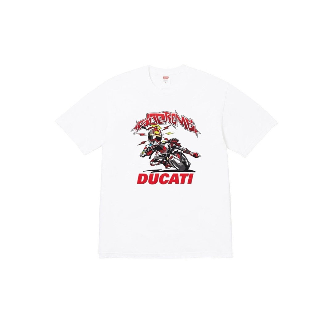 810#p40💰 Supreme x DUCATI 联名款SS24 WEEK16 BIKE TEE摩托车印花图案短袖T恤男女同款 DUCATI 联名款 > 宽松版型 采用260克精梳棉双纱 从面 - view 5