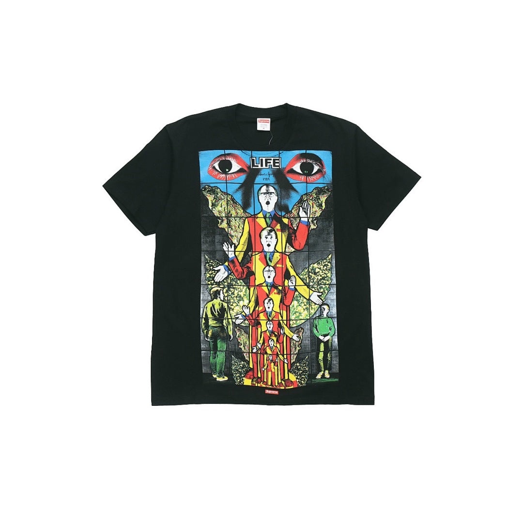 款号820#p40💰 Supreme SS19 x Gilbert x George LIFE Tee Black 联名款 背后印花短袖T恤 男女同款 黑色 宽松版型 采用260克精梳棉双纱 从面 - view 4