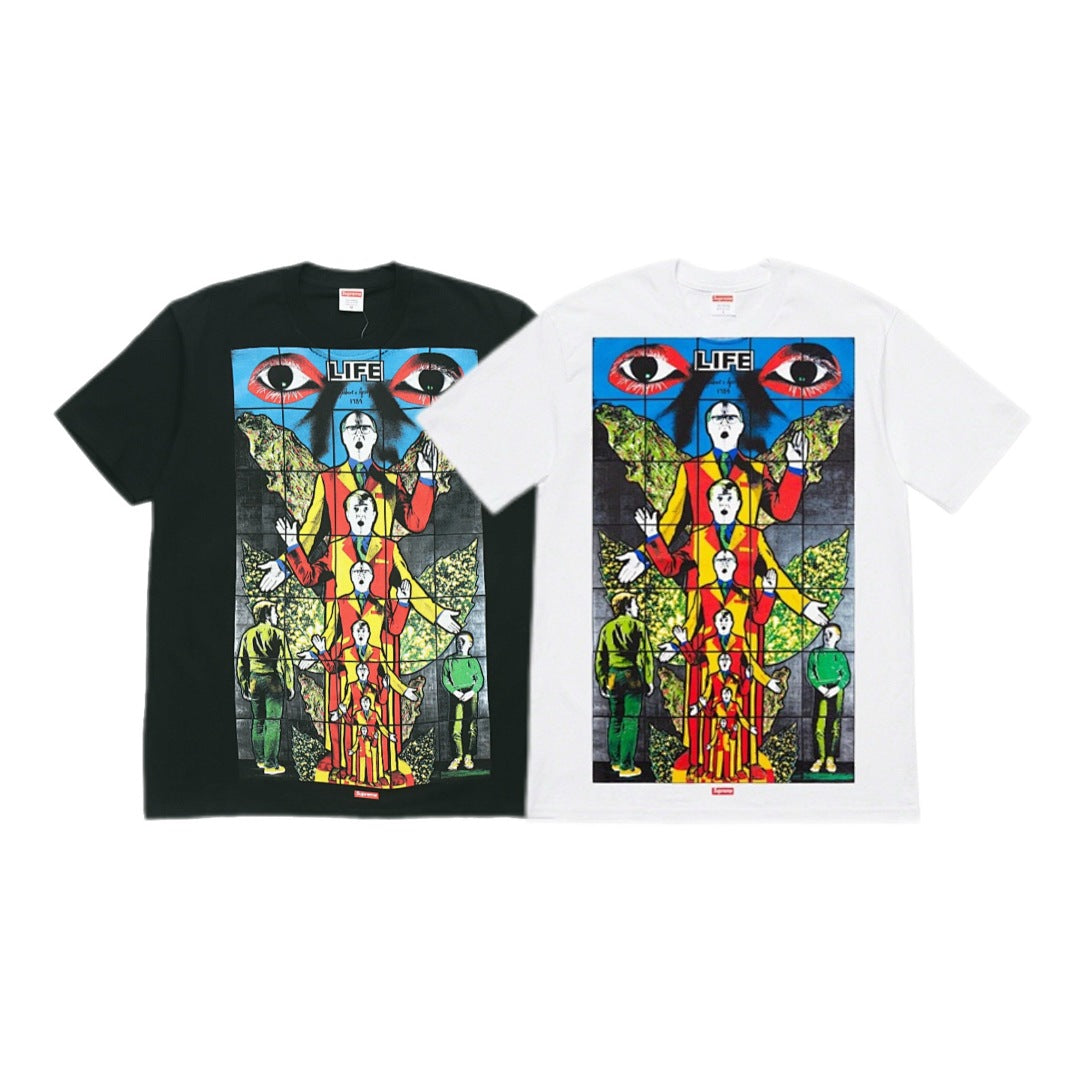 款号820#p40💰 Supreme SS19 x Gilbert x George LIFE Tee Black 联名款 背后印花短袖T恤 男女同款 黑色 宽松版型 采用260克精梳棉双纱 从面 - view 6