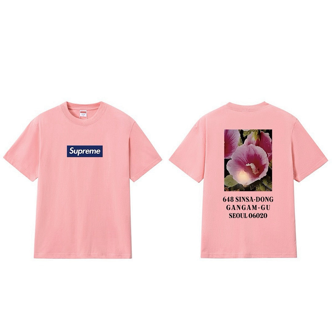 款号M225#p40💰 Supreme FW23 首尔开业限定系列 Box Logo Tee 字母花卉合身印花圆领短袖美式潮流T恤 男女同款 宽松版型 采用260克精梳棉双纱 从面料到辅料全部三 - view 13