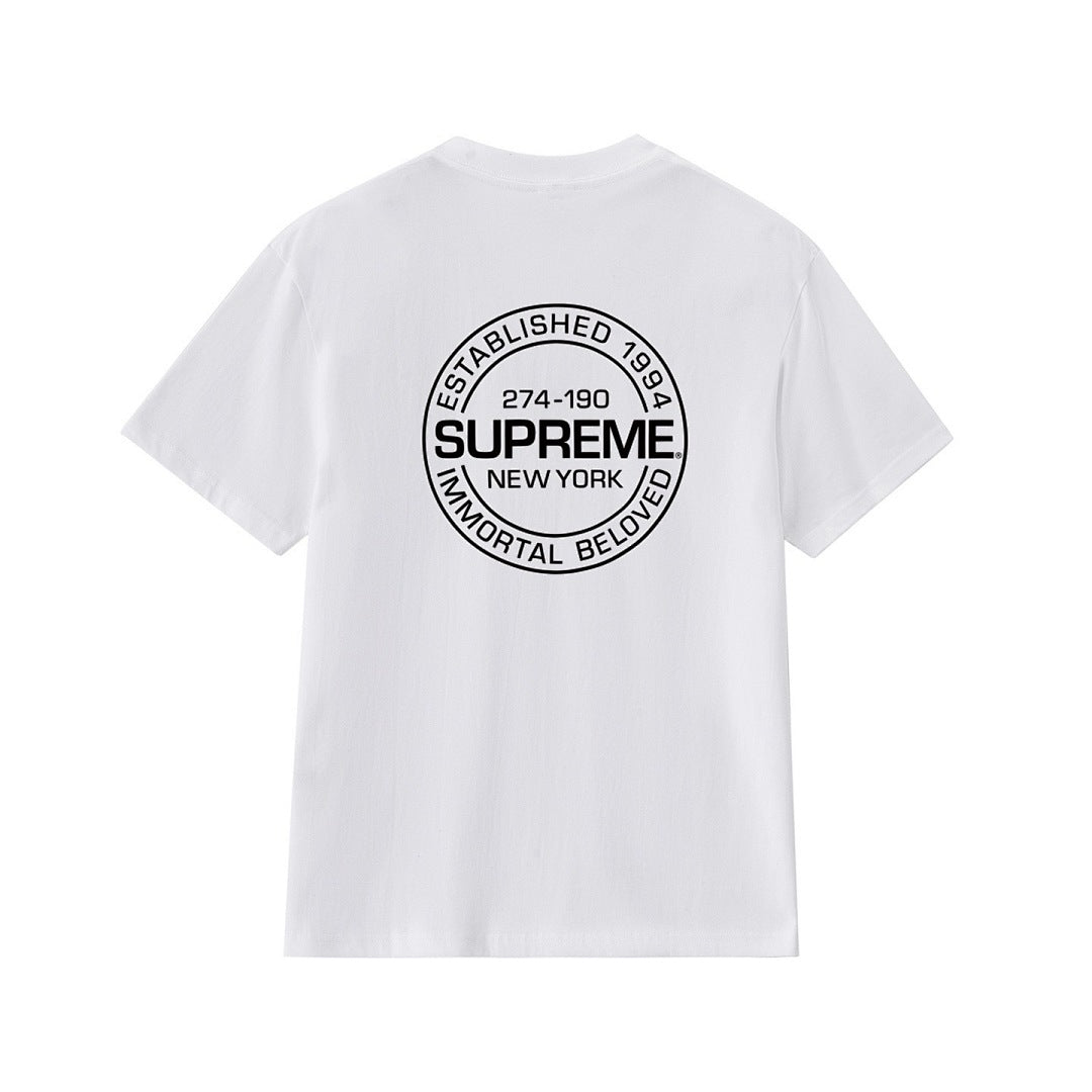 款号M250P40💰 Supreme 美式潮流风 宽松款T恤衫 男女同款 宽松版型 采用260克双纱纯棉 圆筒 从面料到辅料全部三标齐全跟足ZP 进口松井公司浆料印花绝不开裂 整件做法采用三针 - view 9