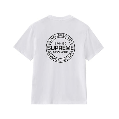 款号M250P40💰 Supreme 美式潮流风 宽松款T恤衫 男女同款 宽松版型 采用260克双纱纯棉 圆筒 从面料到辅料全部三标齐全跟足ZP 进口松井公司浆料印花绝不开裂 整件做法采用三针 - view 9