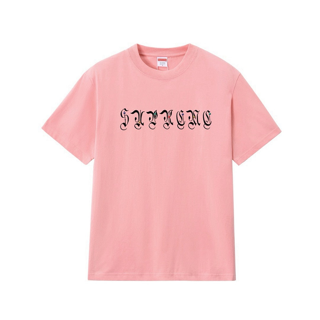 款号M261#p40💰 Supreme FW25 FW25 WEEK11 AOI Gems S/S Top 水钻印花标志圆领短袖T恤 男女同款 宽松版型 采用260克双纱纯棉 圆筒 从面料到辅料全部 - view 2