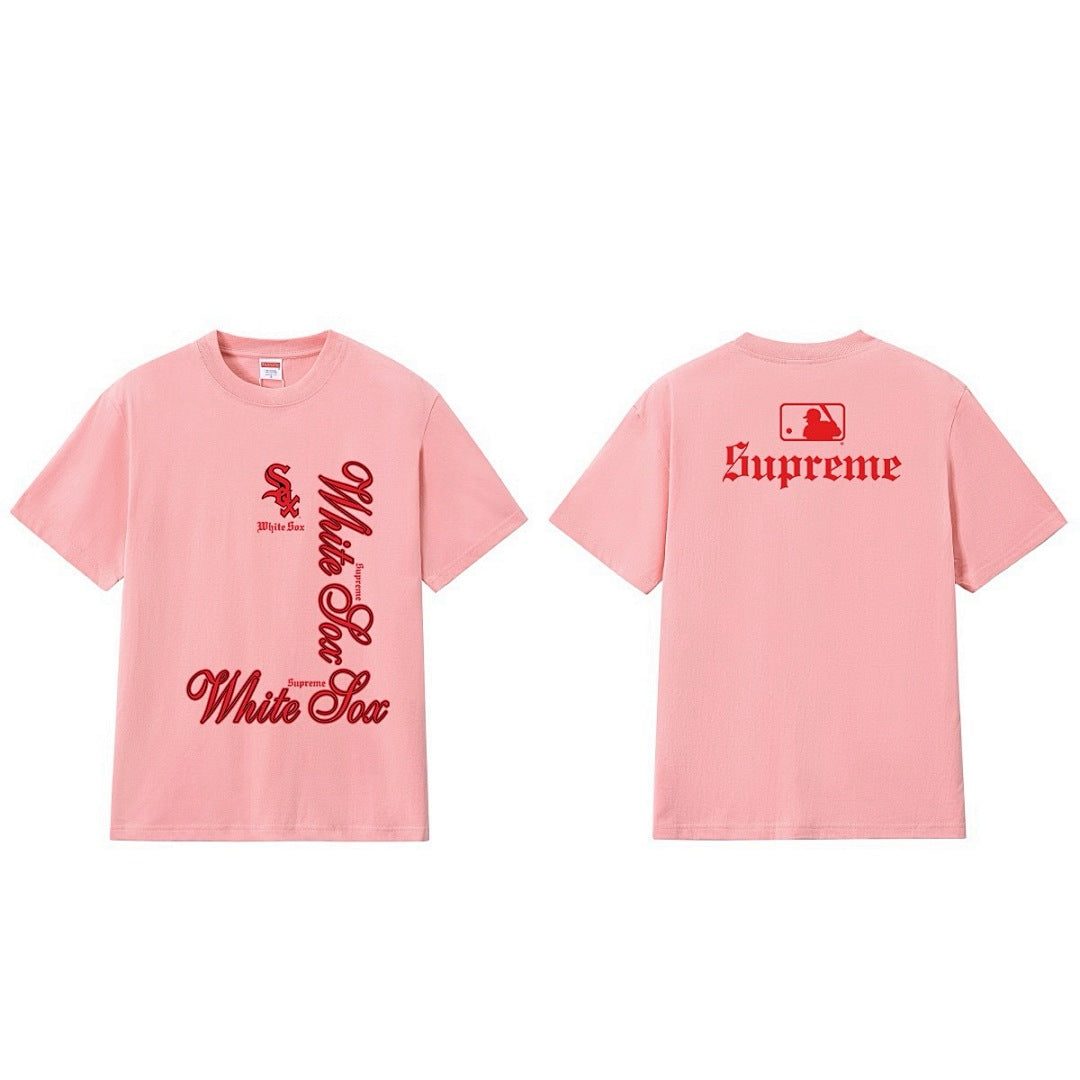 款号M266#p40💰 Supreme x MLB 冬季T恤系列 FW25 Week17 MLB Teams Tee NY 冬季T恤系列 圆领休闲正反英文字母印花短袖T恤 男女同款 宽松版型 采用2 - view 6
