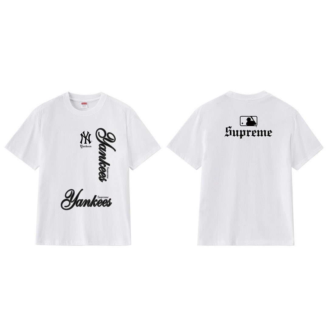 款号M266#p40💰 Supreme x MLB 冬季T恤系列 FW25 Week17 MLB Teams Tee NY 冬季T恤系列 圆领休闲正反英文字母印花短袖T恤 男女同款 宽松版型 采用2 - view 10